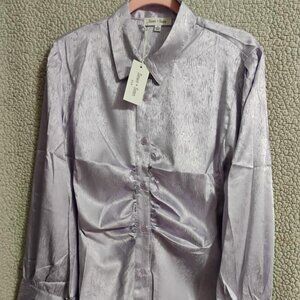 Sewn + Seen Lilac Long Sleeve Button Down Top NWT